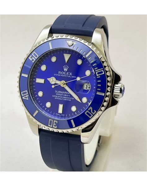 rolex submariner blue strap|rolex submariner rubber strap price.